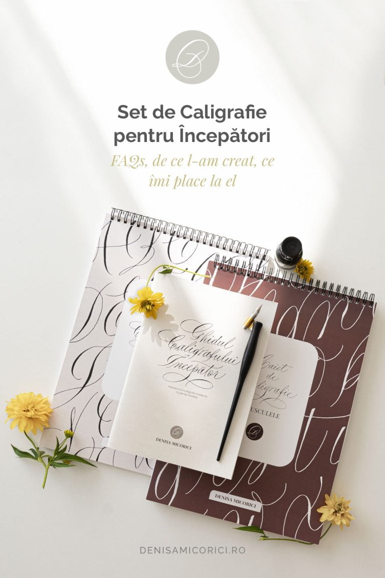 Set complet de caligrafie pentru incepatori. Invata caligrafie cu: manual de caligrafie, caiete de practica, toc, penita, cerneala la tine acasa.