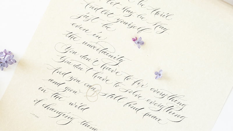 scriere caligrafica cu penita
