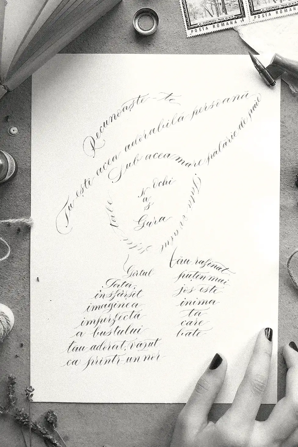 Caligramă după o poezie a lui Apollinaire